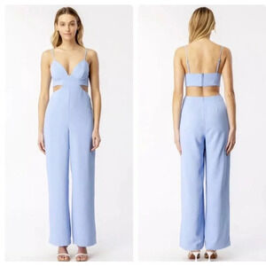 Bardot Womens Blue Cut-Out Wide Leg Jumpsuit Size XXL